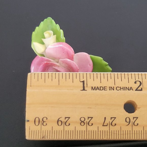 Cara China Staffordshire Pink Rose Floral Brooch Pin Vintage Made in England - Picture 8 of 8